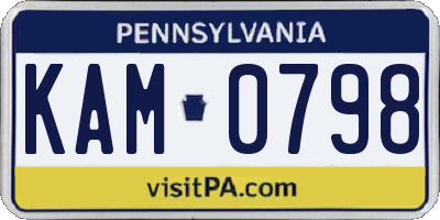 PA license plate KAM0798
