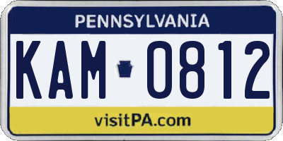 PA license plate KAM0812