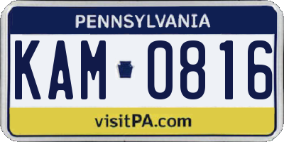 PA license plate KAM0816