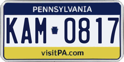 PA license plate KAM0817