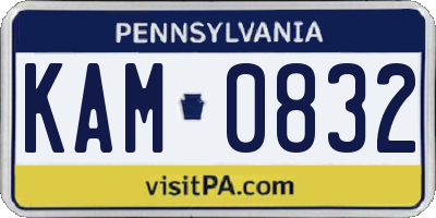 PA license plate KAM0832