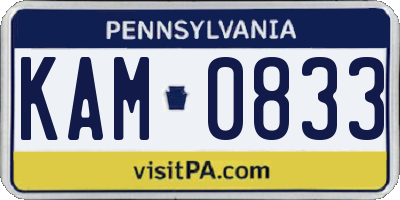 PA license plate KAM0833