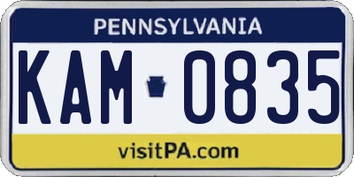 PA license plate KAM0835