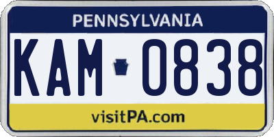 PA license plate KAM0838