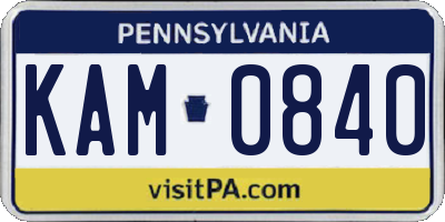 PA license plate KAM0840
