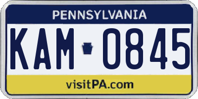 PA license plate KAM0845