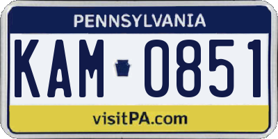 PA license plate KAM0851