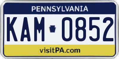 PA license plate KAM0852