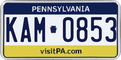 PA license plate KAM0853