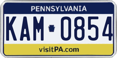 PA license plate KAM0854