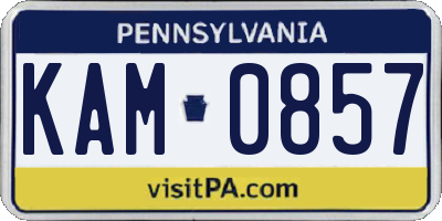 PA license plate KAM0857