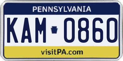PA license plate KAM0860