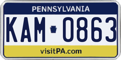 PA license plate KAM0863
