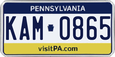 PA license plate KAM0865