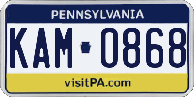 PA license plate KAM0868