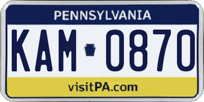 PA license plate KAM0870