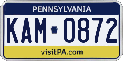 PA license plate KAM0872