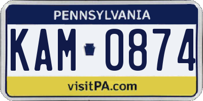 PA license plate KAM0874