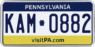 PA license plate KAM0882
