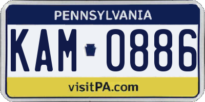 PA license plate KAM0886