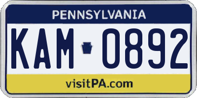 PA license plate KAM0892