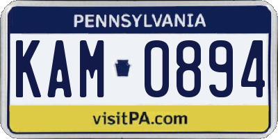PA license plate KAM0894