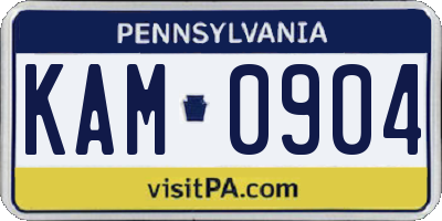 PA license plate KAM0904