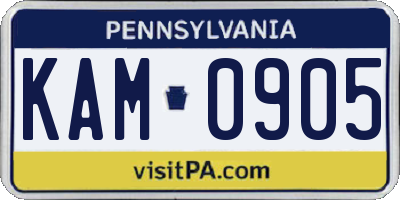PA license plate KAM0905