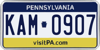 PA license plate KAM0907