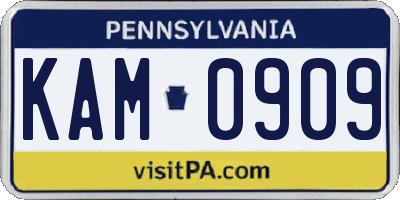 PA license plate KAM0909