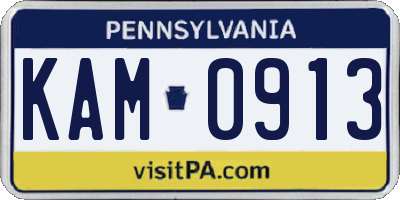 PA license plate KAM0913