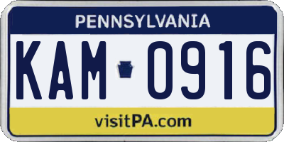 PA license plate KAM0916