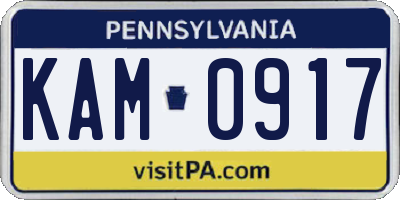 PA license plate KAM0917