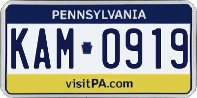 PA license plate KAM0919
