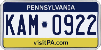 PA license plate KAM0922