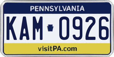PA license plate KAM0926