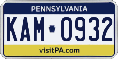 PA license plate KAM0932
