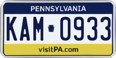 PA license plate KAM0933