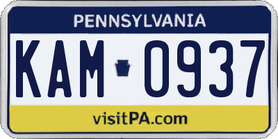 PA license plate KAM0937