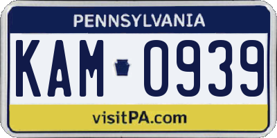 PA license plate KAM0939