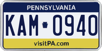 PA license plate KAM0940