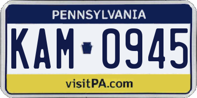 PA license plate KAM0945