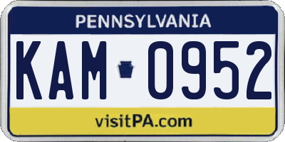 PA license plate KAM0952