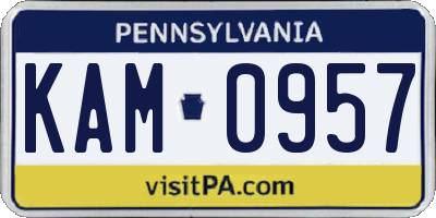 PA license plate KAM0957