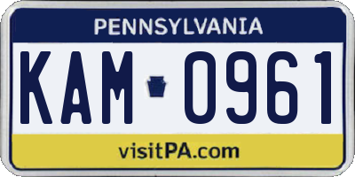 PA license plate KAM0961