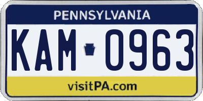 PA license plate KAM0963