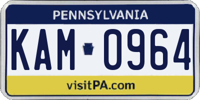 PA license plate KAM0964