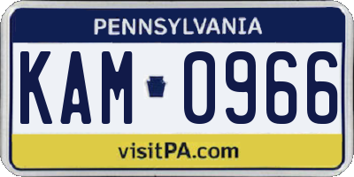 PA license plate KAM0966