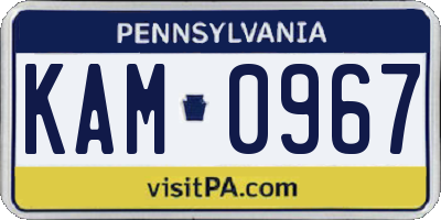 PA license plate KAM0967