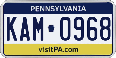 PA license plate KAM0968